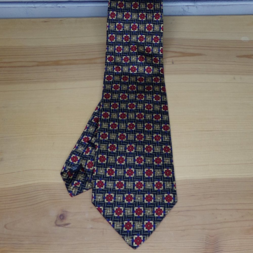 John W. Nordstrom Silk Black with Gold/Red Pattern